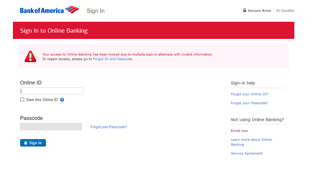 Bank of America Page